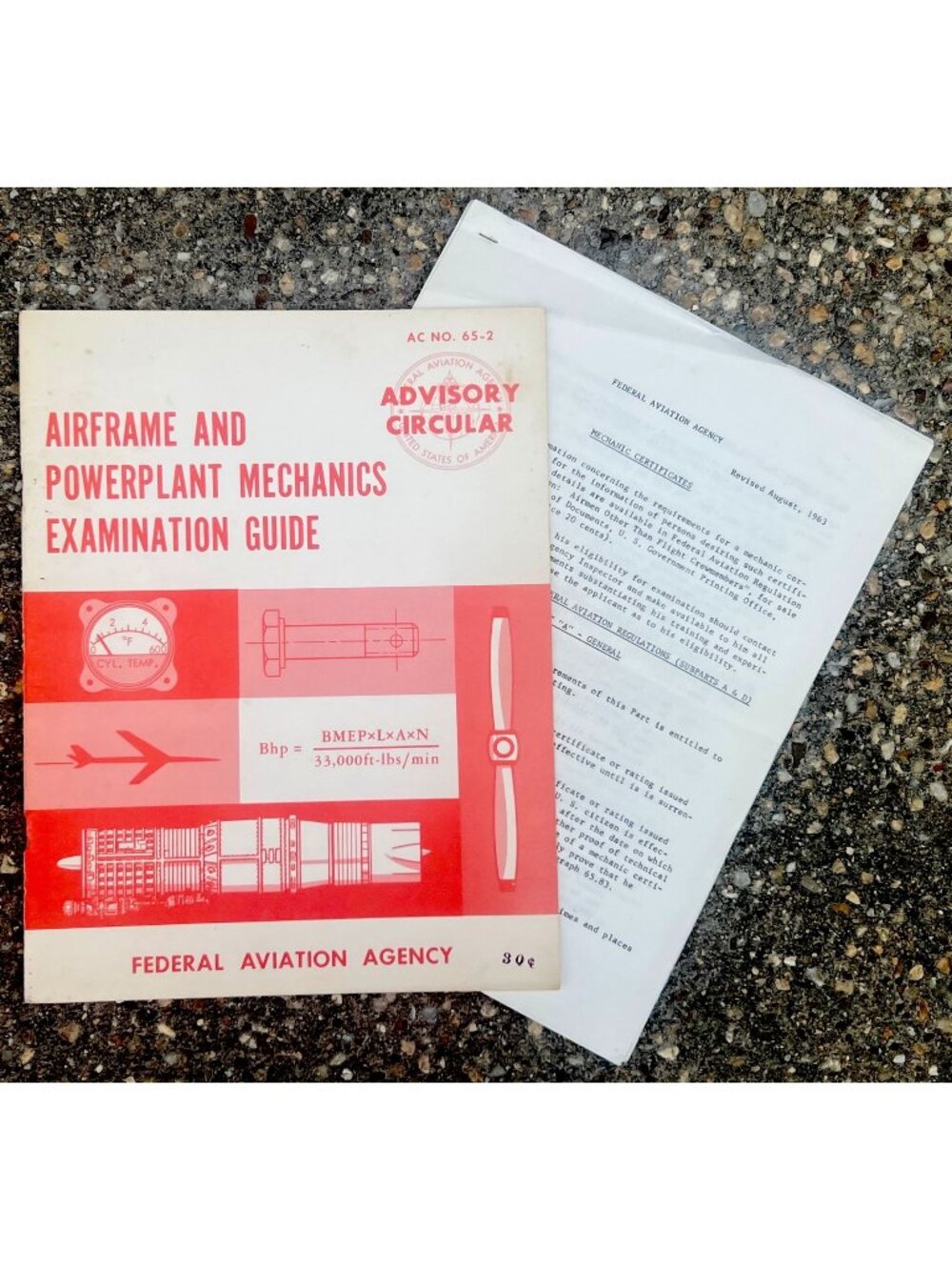 1963 FAA Airframe Powerplant Mechanics Examination Guide AC 65-2 A&P Addendum